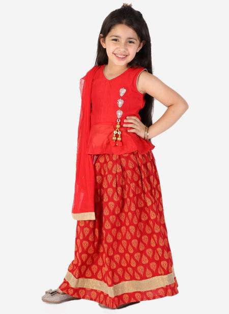 Red Colour KID1 Neveli Fancy Festive Wear Girls Lehenga Choli Collection K22EG108RD